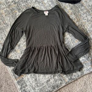 Mossimo Supply Co Gray Long Sleeve Peplum Blouse